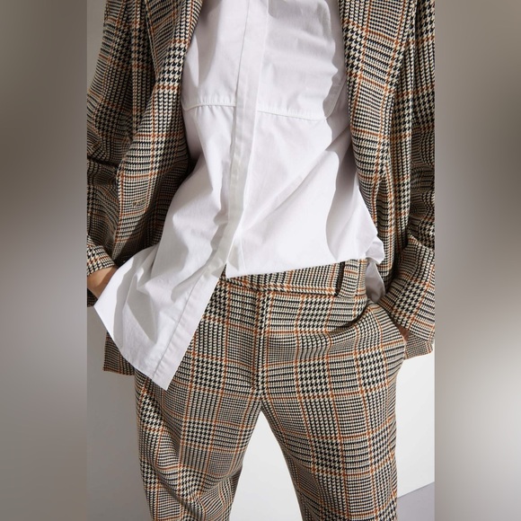 SAINT ART Nessa Tan Midrise Houndstooth Plaid Straight Wide Leg Pant Size S NWT - Picture 12 of 16